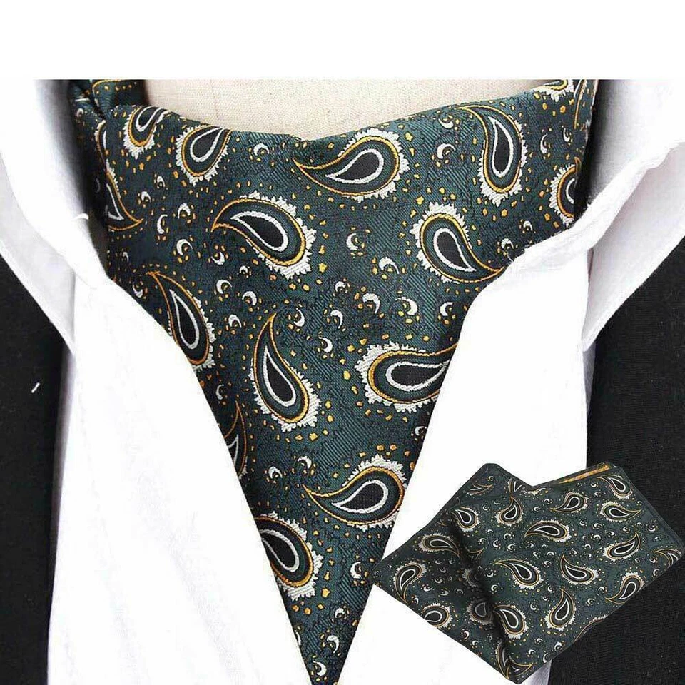 Hombres Clásico Floral Paisley Corbata Ascot Corbata Pañuelo Bolsillo Cuadrado Conjunto  Foto 1 de 1