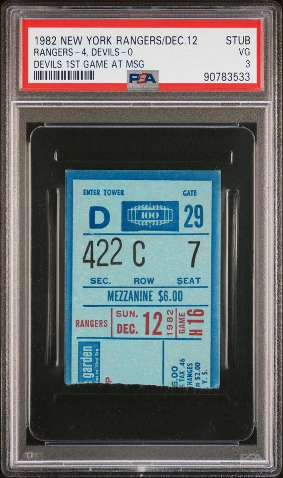 12/12/82 New Jersey Devils Vs NY Rangers NHL Hockey Ticket Stub Devils 1st Game - Image 1 of 2