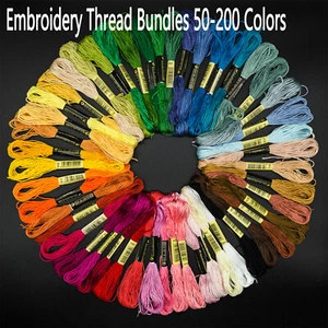 100 Embroidery Thread Cotton Stitch Braiding Skeins Craft Sewing Colour Cross - Picture 1 of 17