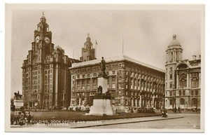 Royal Liver Dock Oficinas y Cunard Line Buildings Liverpool Inglaterra Reino Unido RPPC RP - Imagen 1 de 2
