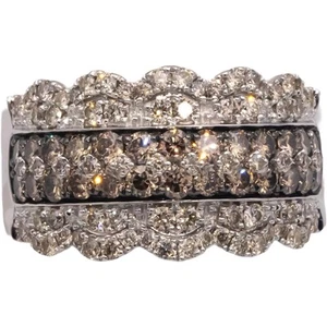 LE VIAN 14k White Gold 2.0CT White and Brown Color Diamond Ring Size 9 - Picture 1 of 7