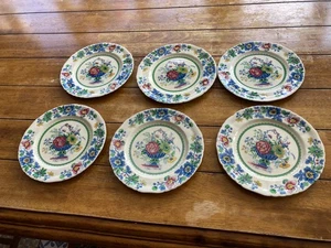 Vintage Mid Century Mason's 8 in Regency Blumenmuster Beilagen Brotteller x 6 - Bild 1 von 12