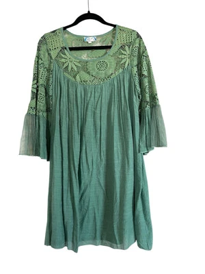 J Gee Dress Embroidered Crochet Lace Babydoll Bell Sleeve Fairy L - Image 1 of 4