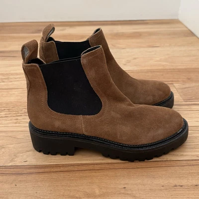Calson Miller Water Resistant Lug Chelsea Boot in Brown Chestnut Suede - Image 1 of 4