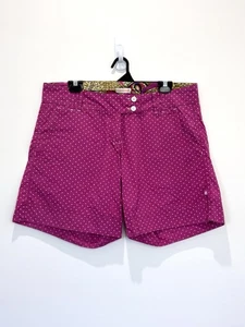 Boom Shankar Womens Casual Shorts 14 Hot Pink White Polka Dot Cotton Boho Gypsy - Picture 1 of 11