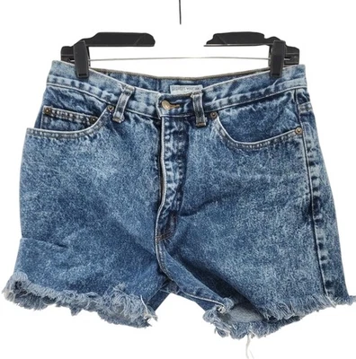 Pantalones Cortos Denim Guess EE. UU. Cintura Alta Corte Dobladillo Deshilachado Para Mujer Talla M De Colección Años 80 Foto 1 de 4