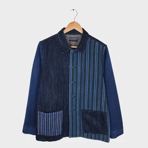 TIGRE BROCANTE Men's Blue Made in Japan Patchwork Denim Chore Jacket - Picture 1 of 8