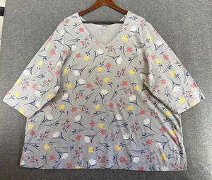 Top túnica Woman Within para mujer talla grande 3X gris colorido floral mangas 3/4 - Imagen 1 de 8