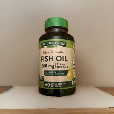 Nature's Truth 鱼油 1360 毫克,60 快速释放软胶囊有效期至 2025 年 11 月 密封 — 第 1/3 张图片