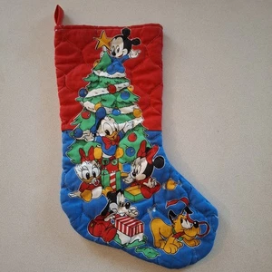 Vintage 1968 Disney Babies Handmade Quilted Stocking Mickey Minnie Pluto - Picture 1 of 7