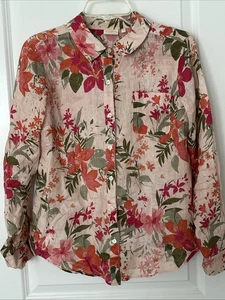 Camicia di lino Spartina 449 Callie Alljoy Landing floreale tropicale taglia small - Foto 1 di 8