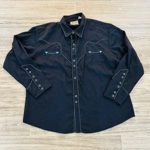 Scully Western Diamond Snap Long Sleeve Shirt Men’s 3XL Black Blue Cowboy Rodeo - Picture 1 of 11