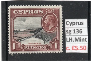 Chipre GV 1934 1pi. negro y rojo-marrón sg 136 LH.Como nuevo. c.£5.50 - Imagen 1 de 2