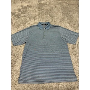 Carnoustie Shirt Mens Large Blue Stripe Mercerized Performance Golf Polo Vtg 90s - Picture 1 of 8