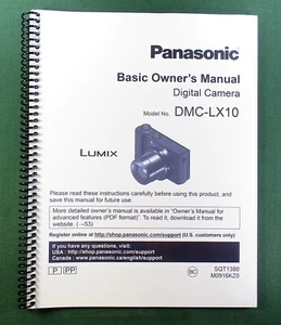 Panasonic Lumix DMC-LX10 Basic Instruction Manual: 72 Pages & Clear Covers! - Picture 1 of 1