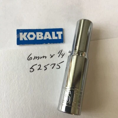 Kobalt 6 mm x 1/4" Dr  Deep Chrome Socket  6 Pt  # 52575 Free USA Shipping - Image 1 of 3
