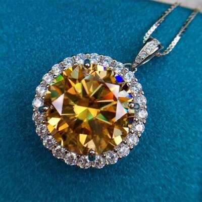 RARE 8 Ct Certified Treated Champagne Diamond Solitaire Pendant in 925 Silver - Image 1 of 4