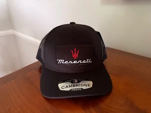 Maserati Patch Cambridge NEW NWT Trucker Hat Snapback Black/ Black - Picture 1 of 5