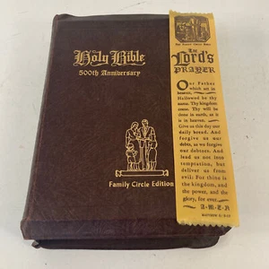 1945 Holy Bible 500th Anniversary Family Circle Edition Leather Leinweber Bkmark - Imagen 1 de 24