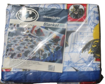VINTAGE Dreamstyles by Bibb WB 1992 Batman Returns Blanket 72 x 90" NIP NOS - Image 1 of 2
