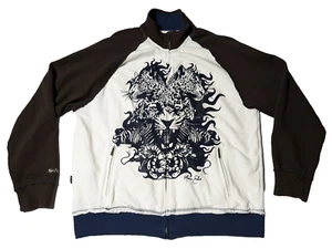 MARC ECKO CUT & SEW Men XL LION HEAD Dark Chocolate Cotton Zip Track Jacket - Picture 1 of 17