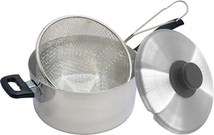 Large 24cm Aluminium Chip Pan Dish Wire Basket Potato Fryer Deep Fry Pot - Picture 1 of 4