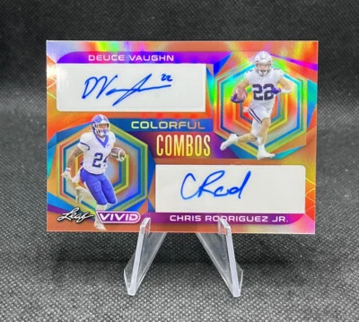 Deuce Vaughn & Chris Rodriguez Jr. #CC-17 Dual Auto 3/3 2023 Leaf Vivid Football - Image 1 of 2