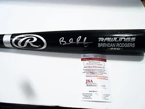 Brendan Rodgers Signed Black Rawlings Pro Bat w/JSA COA Colorado Rockies - Picture 1 of 3