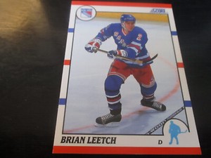 brian leetch (new york rangers - defense) 1990/91 score card #225 mint condition