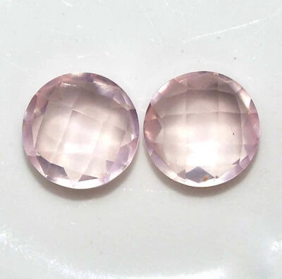 3.42 CTS Natural Rose Quartz Round Briolette Checker Cut Pair 8 mm Loose Gems - Image 1 of 4