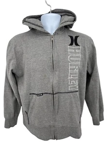 Hurley Gray Embroidered Logo Full Zip Hoodie Sweatshirt Jacket Boys Size Large - Picture 1 of 9
