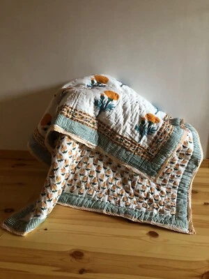 Mariya Golden Color Reversible Insert Filling Cotton Made Breathable  Baby Quilt - Image 1 of 4