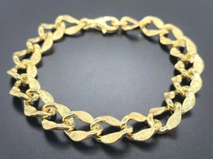 JEWELLERY HUNTING FANTASY CURB BRACELET 925/- SILVER YELLOW GOLD PLATED - Picture 1 of 2