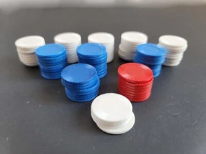 1953 Schaper Skunk Board Game Red White & Blue Replacement Game Chips Total 100 - Picture 1 of 2