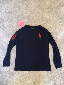 Polo Ralph Lauren Shirt Boys M (10-12) Long Sleeve Light Sweater Big Pony Navy - Picture 1 of 21