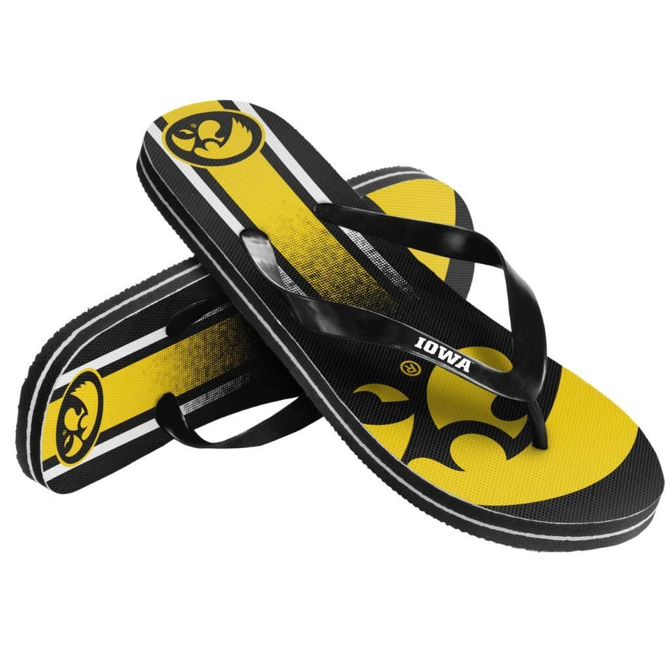 Iowa Hawkeyes Size Small Men's Gradient Flip Flops [NEW] NCAA Slide Shoes - Image 1 of 1