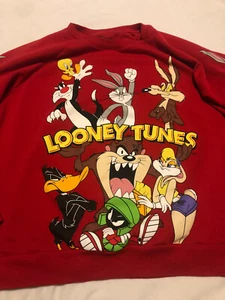 Vintage Looney Tunes Crew Red Sweater Pullover Youth XXL (19) See Measurements - Picture 1 of 9