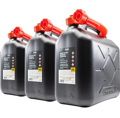 3x 10L BENZINKANISTER RESERVEKANISTER m. AUSGIEßER KRAFTSTOFF DIESEL ÖL KANISTER - Bild 1 von 4