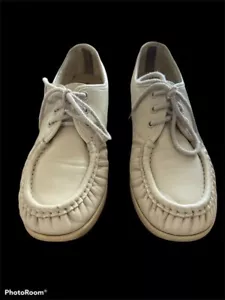 Sas Womens Work Walking Shoes Handsewn Beige Leather Lace Up Comfort USA 7.5 N - Picture 1 of 7