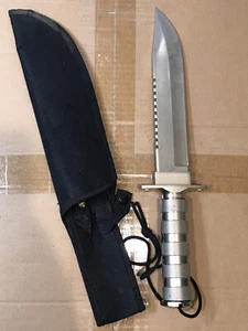 Large 14" Bowie Hunting Knife With Survival Tackle Hidden in Metal Handle - Picture 1 of 11