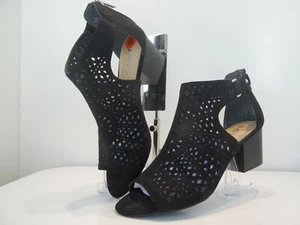 Unisa Black open toe Suede(inv294) leather. 9.5m size zippered Ankle buckle - Picture 1 of 2