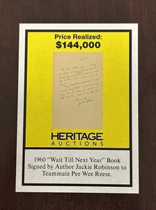 Heritage Auctions Promo Card #118 Jackie Robinson Signed Book Pee Wee Reese - Picture 1 of 2