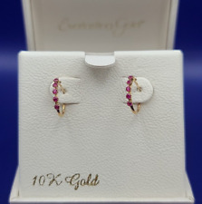 Everlasting Gold 10k Gold Lab-Created Ruby Hoop Earrings