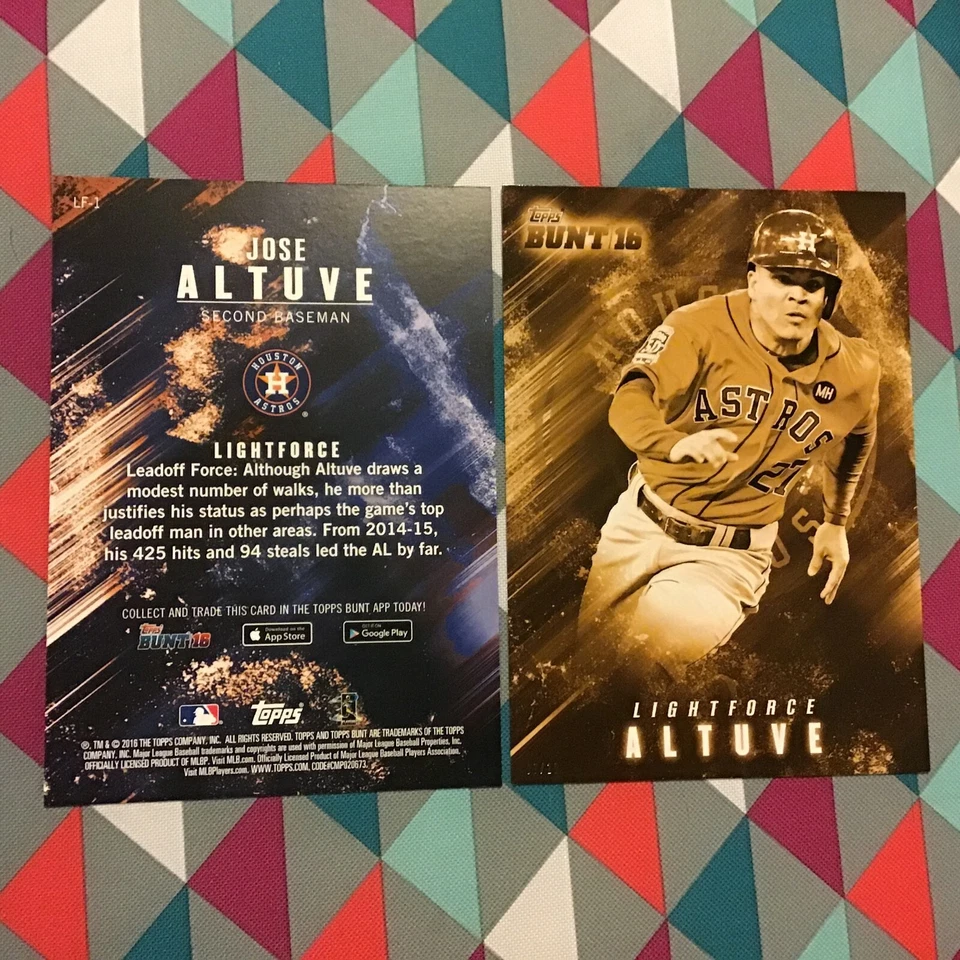 #LF-1 Jose Altuve Astros Light Force 2016 Topps BUNT 5X7 Gold Version #/10 Made - Image 1 of 1