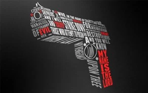 PULP FICTION ZITAT WAFFE GLÄNZEND POSTER BILD FOTO Ezekiel Kurzwaffe Bibel 1050 - Bild 1 von 1