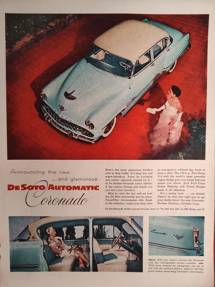Publicidad Life 1954 De Soto DESOTO Glamoroso Automático Coronado! Foto 1 de 1