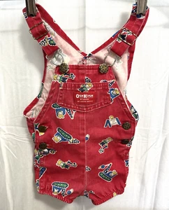 OshKosh B’Gosh Costruzione "Topi al Lavoro" Stampa Totale Rosso Vestbak 12M Vintage - Foto 1 di 16