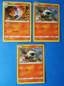 Carta Pokémon Volcarona 13/173 y 4x Larvesta 12/73 SM Shining Legends casi nueva - Imagen 1 de 2