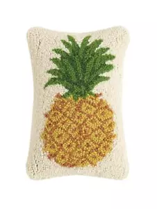 "Almohada decorativa de lana enganchada de piña de bienvenida de verano 8"" x 12" - Imagen 1 de 1