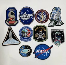 (10) NASA Iron On Space Shuttle Patches Explorer Astronaut Air Force Commander